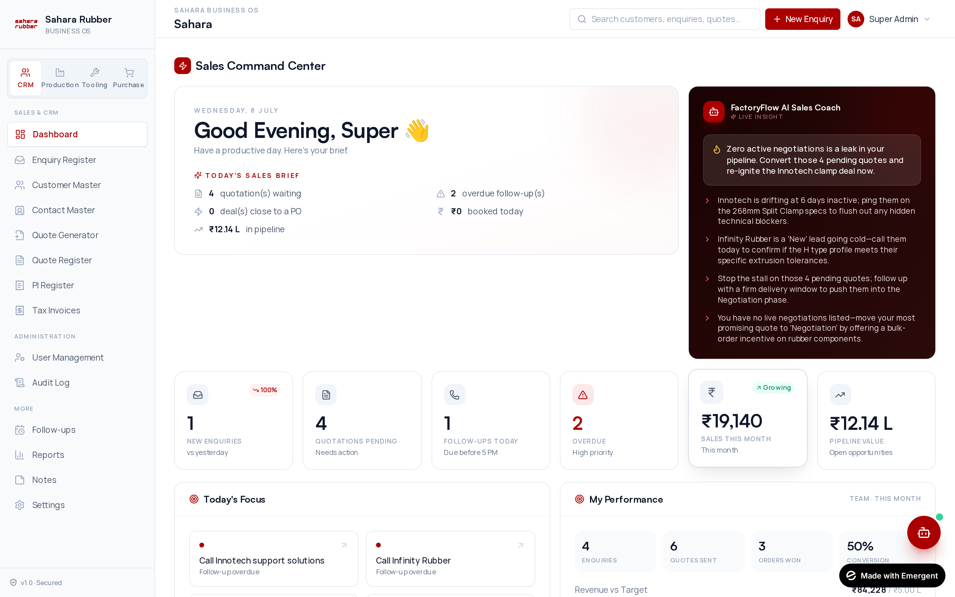 FactoryFlow dashboard